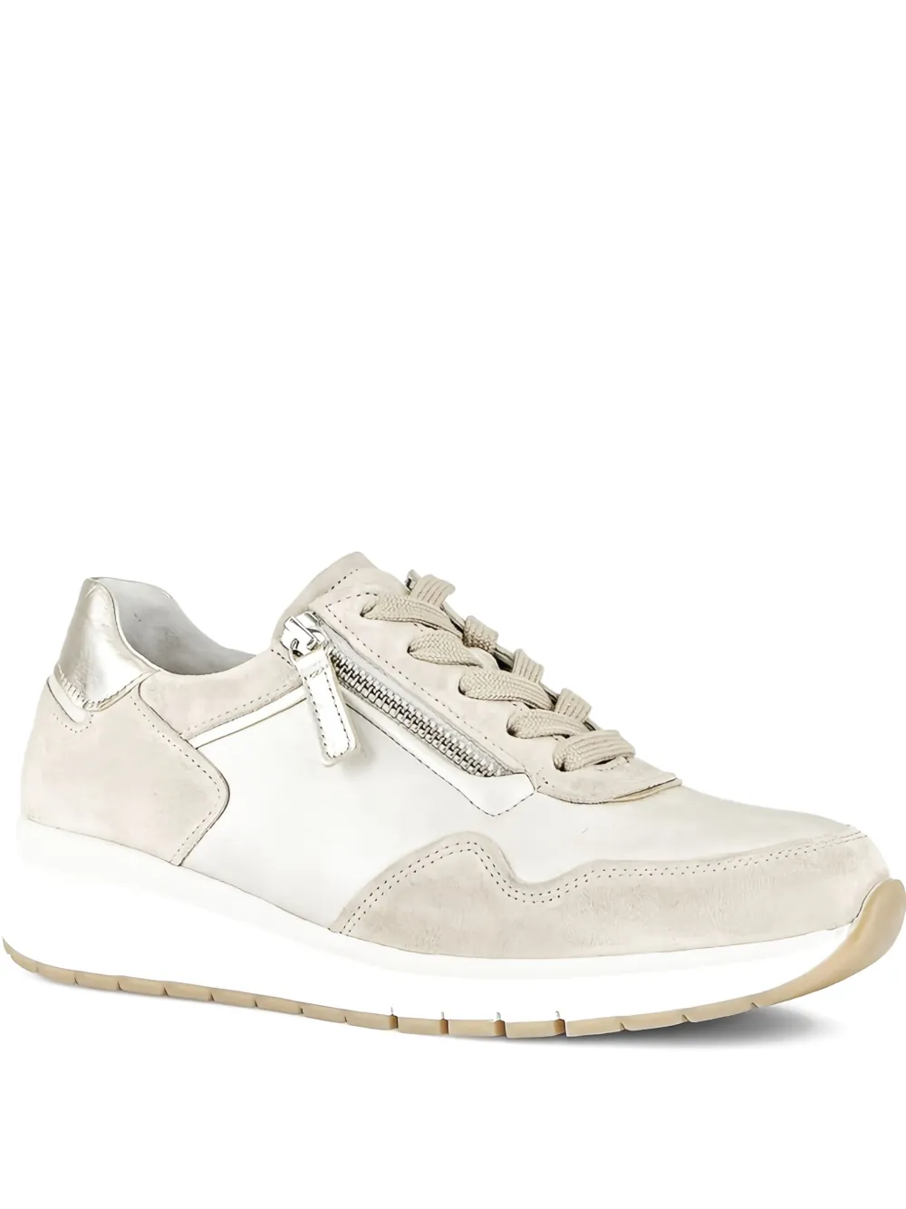 GABOR metallic-finish suede sneakers - Beige