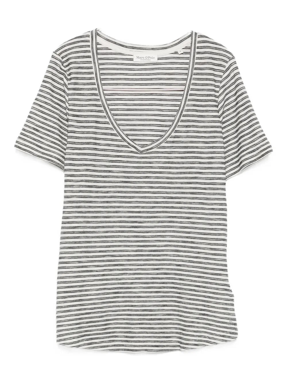 Marc O'polo Striped V-neck T-shirt In White