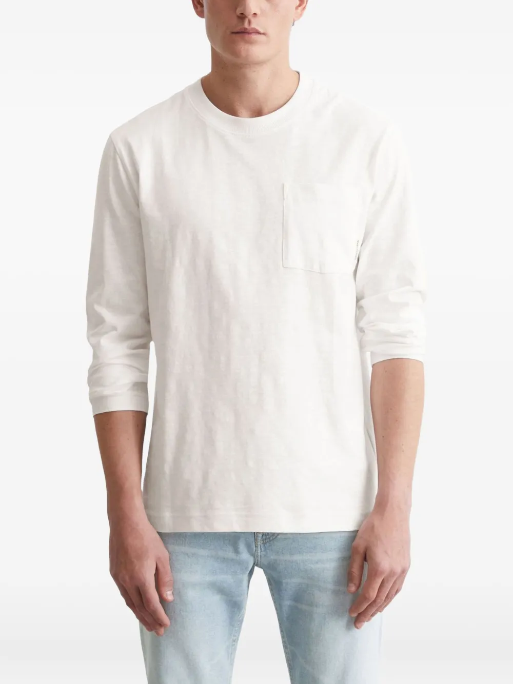 Marc O'Polo T-shirt met lange mouwen en zak Wit