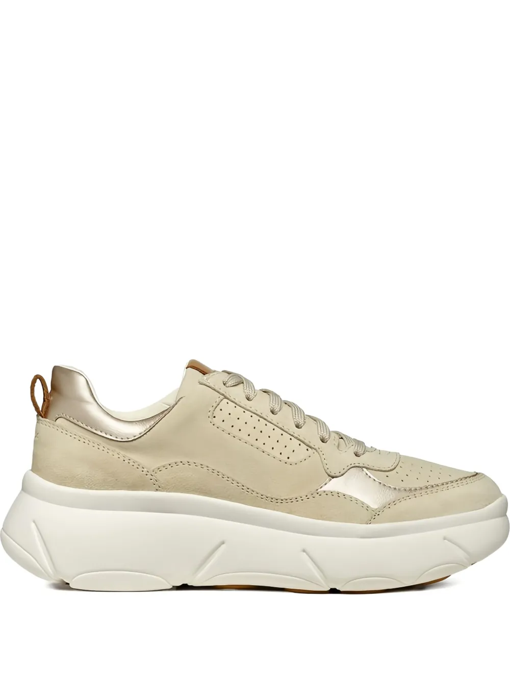 Geox perforated suede leather sneakers Neutrals