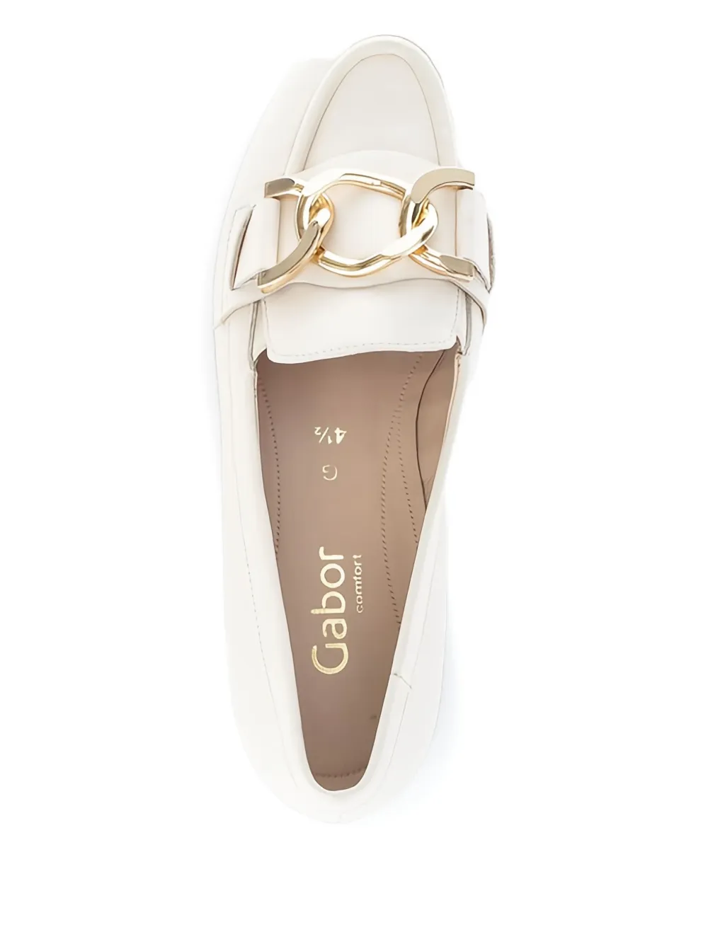 Gabor Chain-link Leather Loafers In White