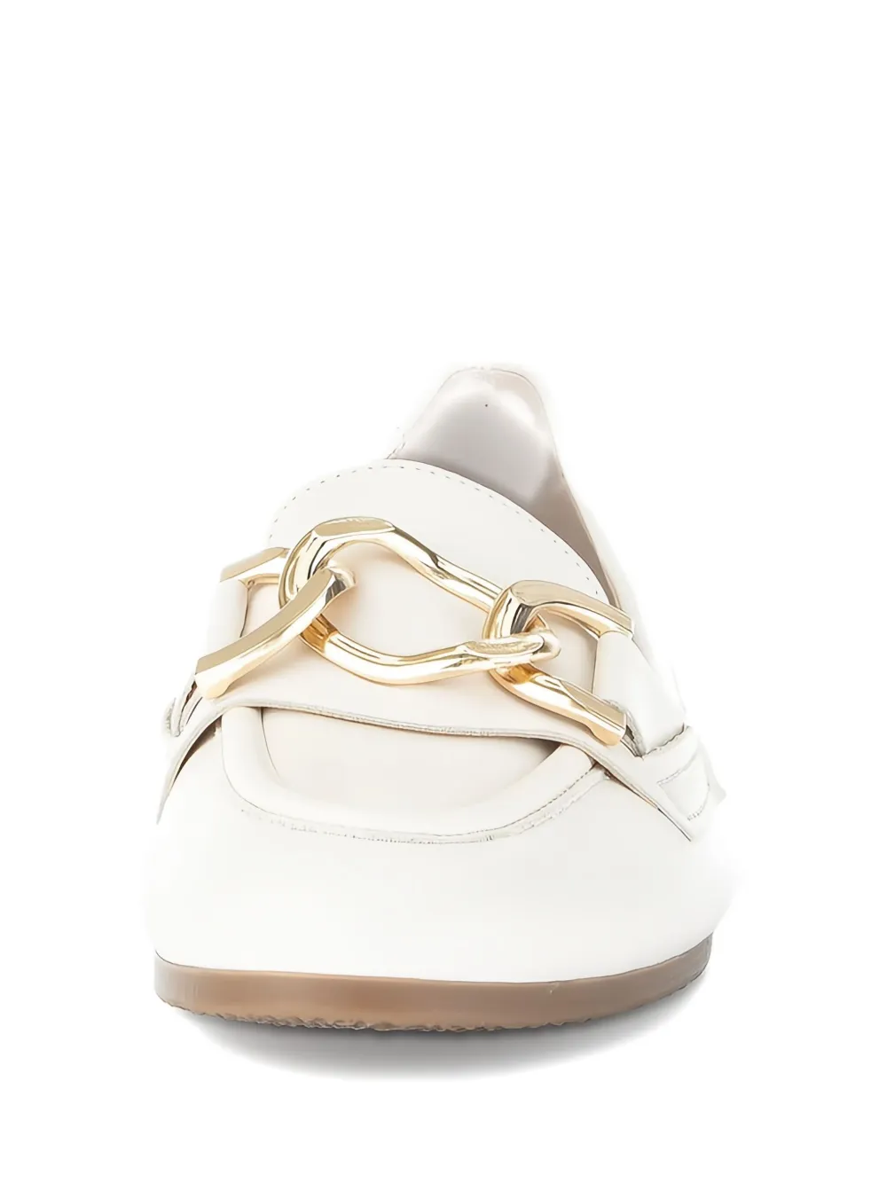 Gabor Chain-link Leather Loafers In White
