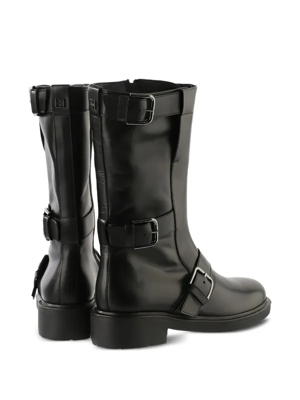 Buckle Boots Black Mid Calf Biker Boots Hogl Billie Buckle