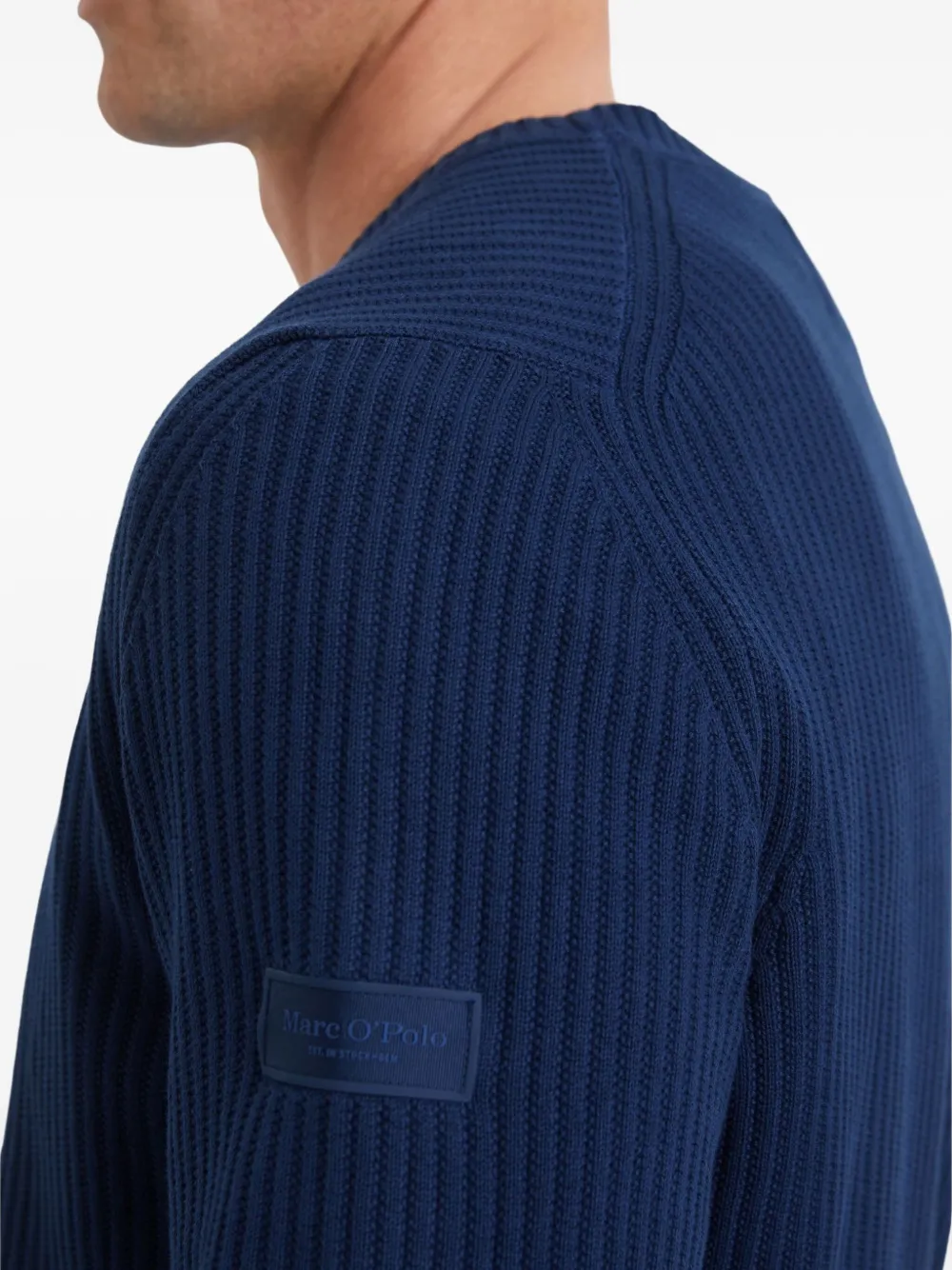 Marc O'Polo Geribbelde sweater met ronde hals Blauw