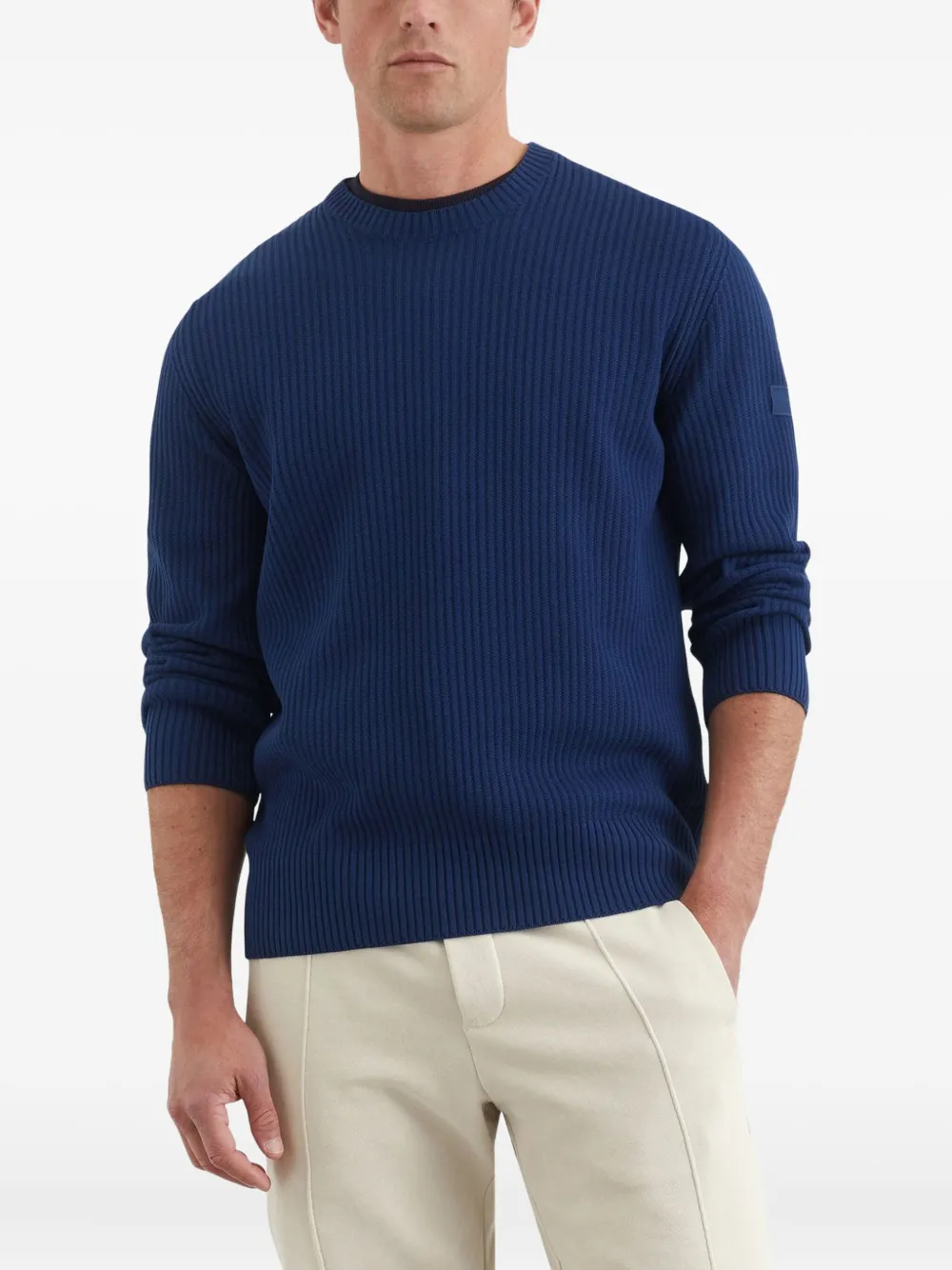 Marc O'Polo Geribbelde sweater met ronde hals Blauw