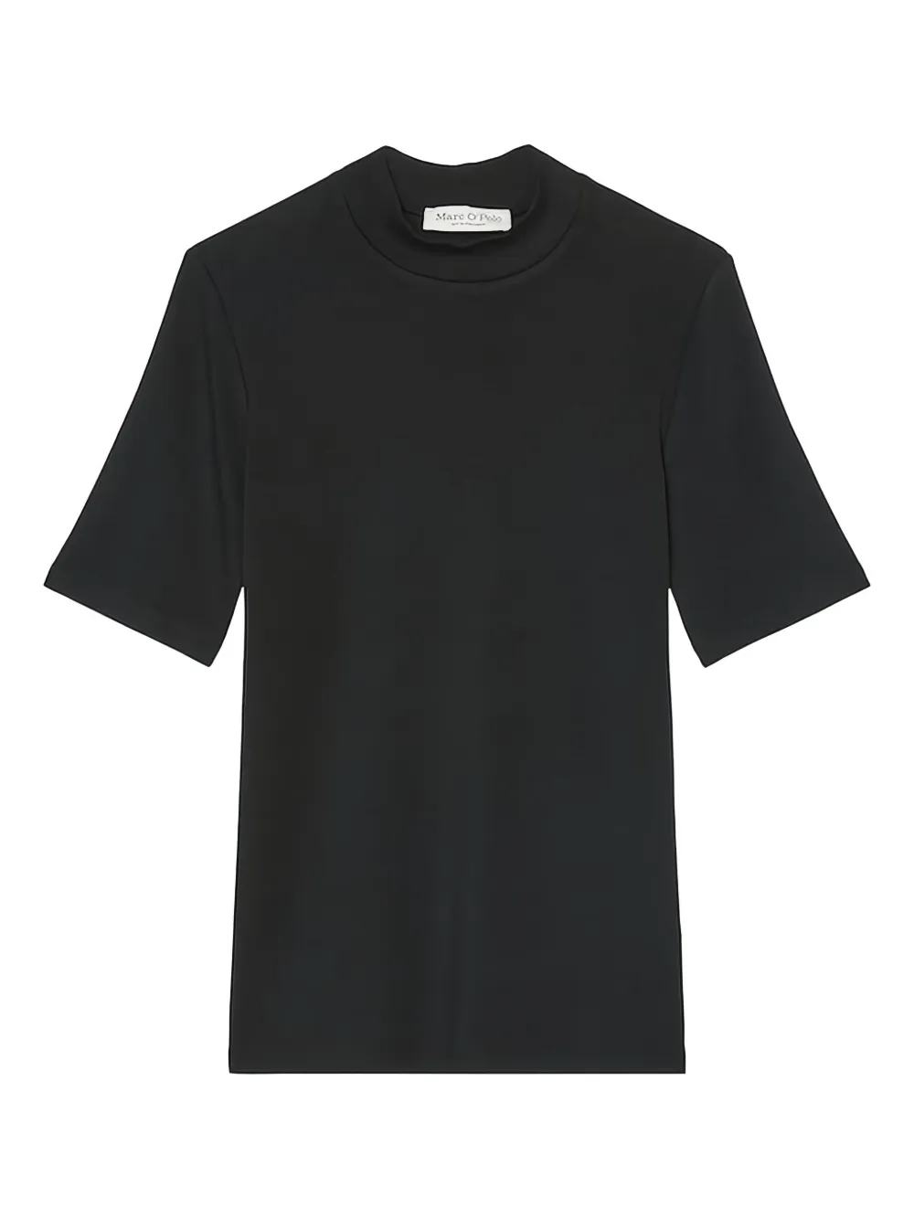 Marc O'Polo Top met hoge hals en korte mouwen Zwart