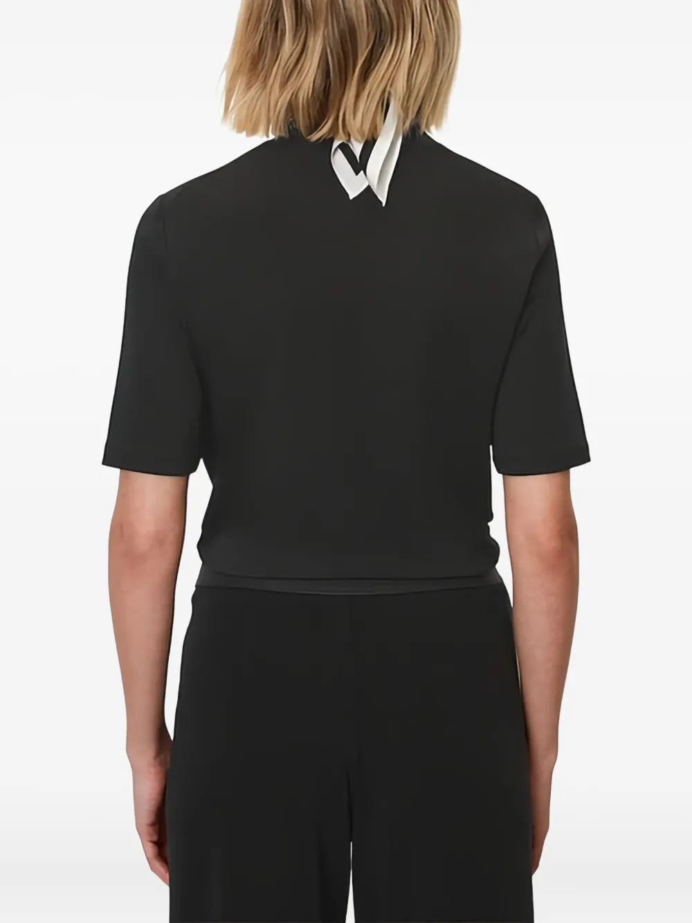 Marc O'Polo Top met hoge hals en korte mouwen Zwart