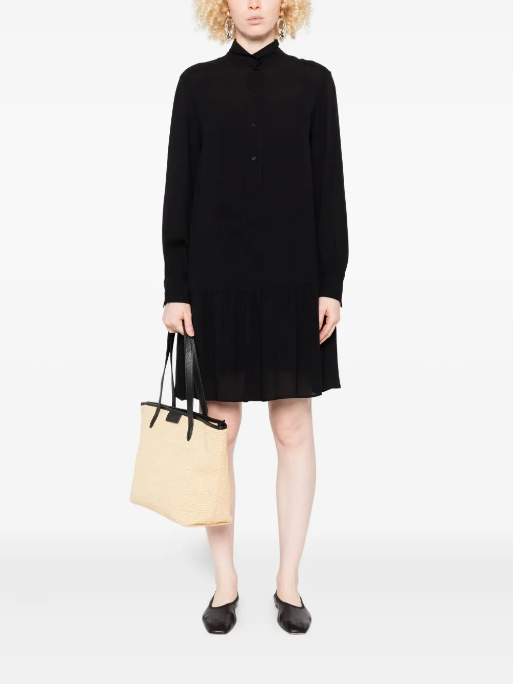 Marc O'Polo button-front midi dress Zwart