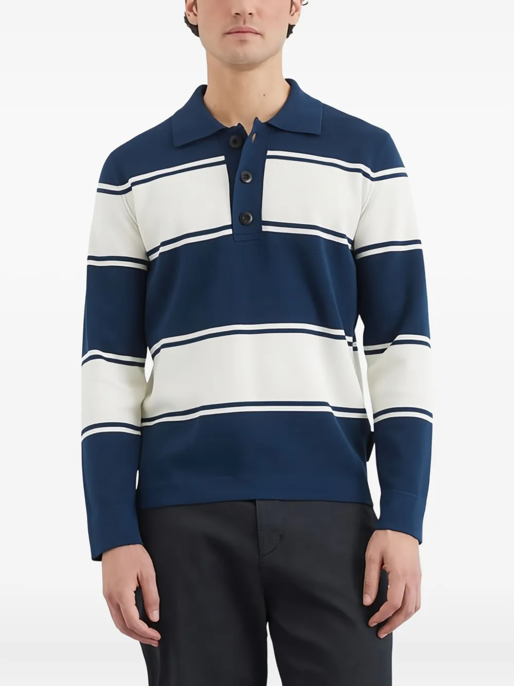 Marc O'Polo striped long-sleeve polo shirt - Blauw