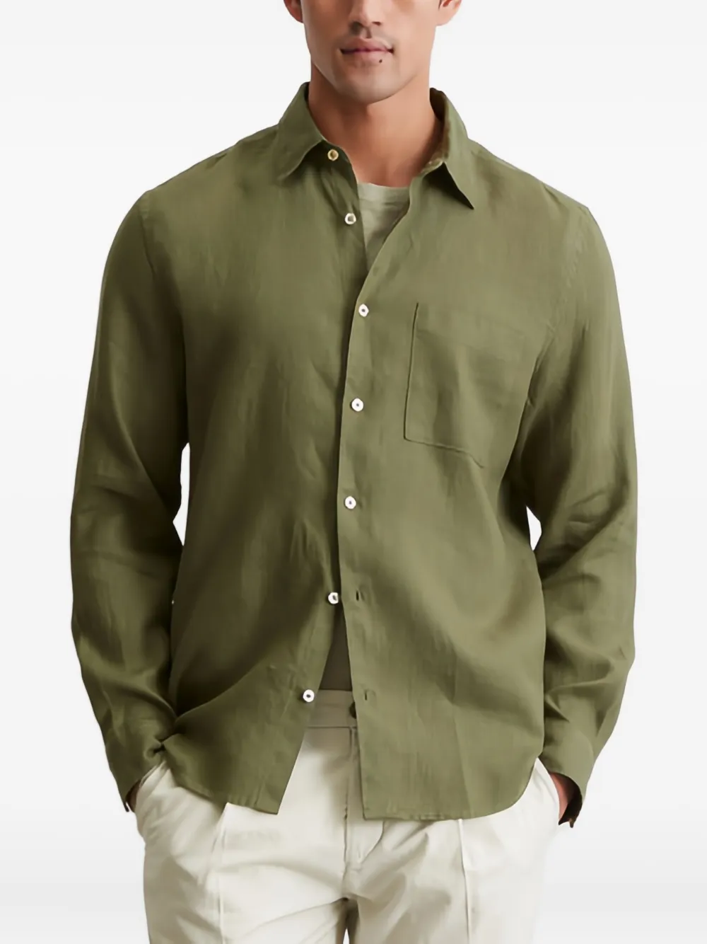 Marc O'Polo Button-up overhemd met borstzak Groen