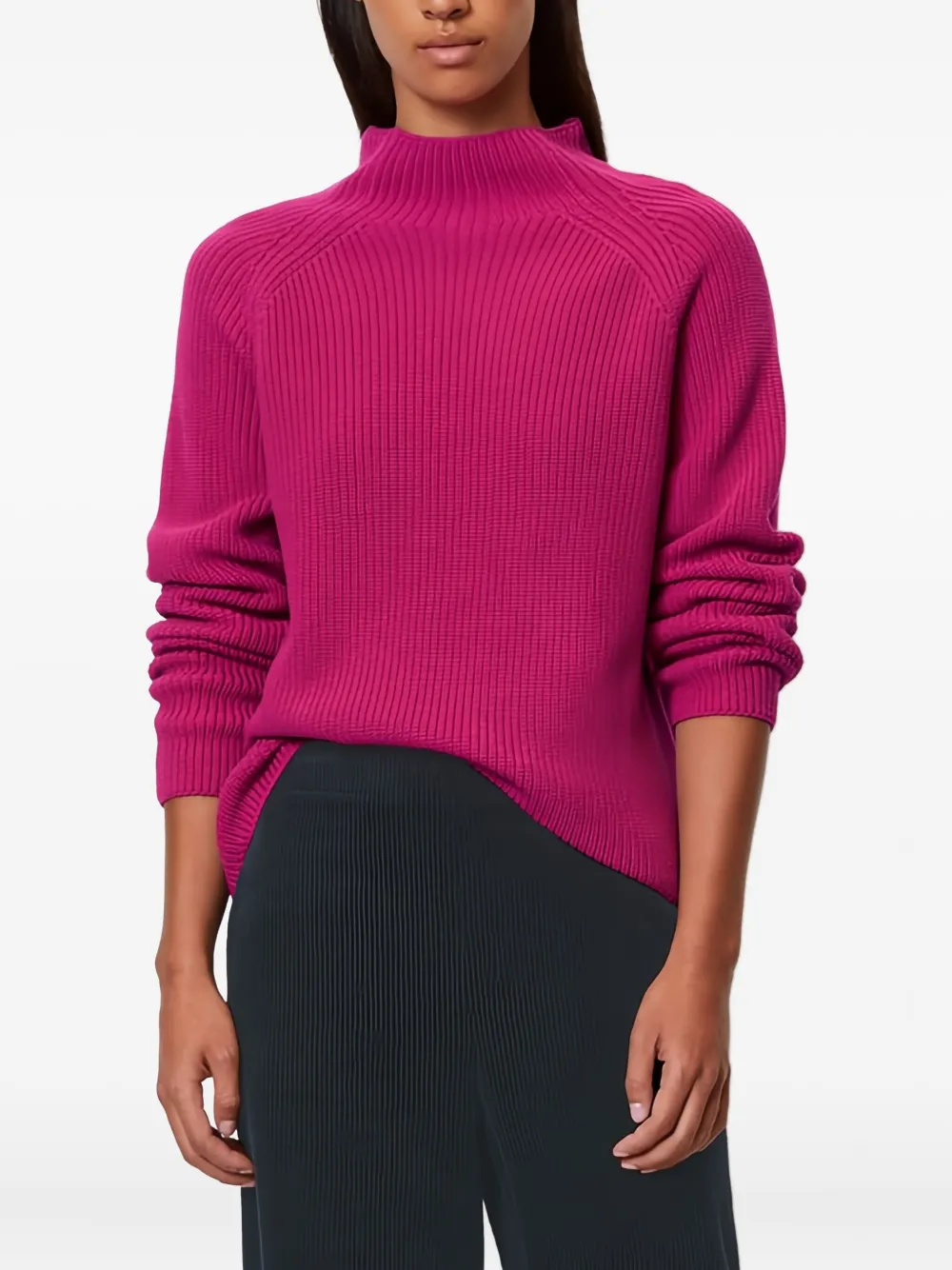 Marc O'Polo Geribbelde trui met hoge hals Roze