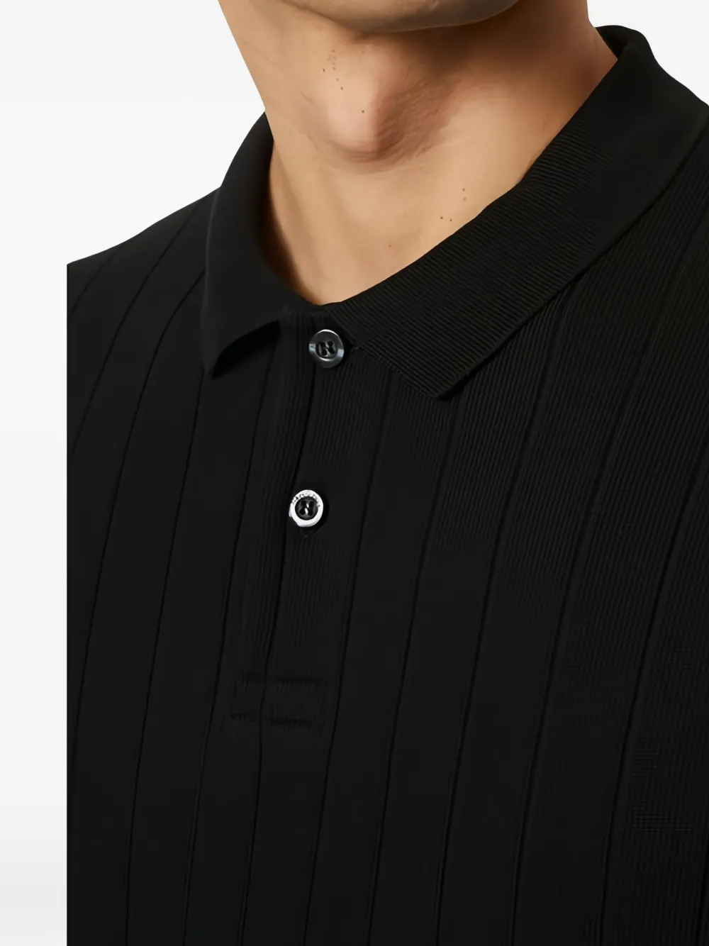Marc O'Polo Geribbeld poloshirt Zwart