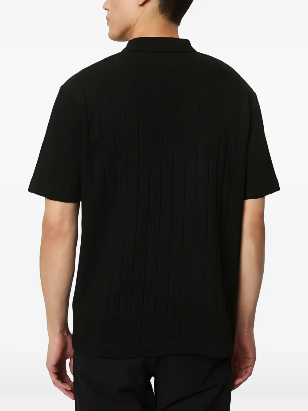 Marc O'Polo Geribbeld poloshirt Zwart