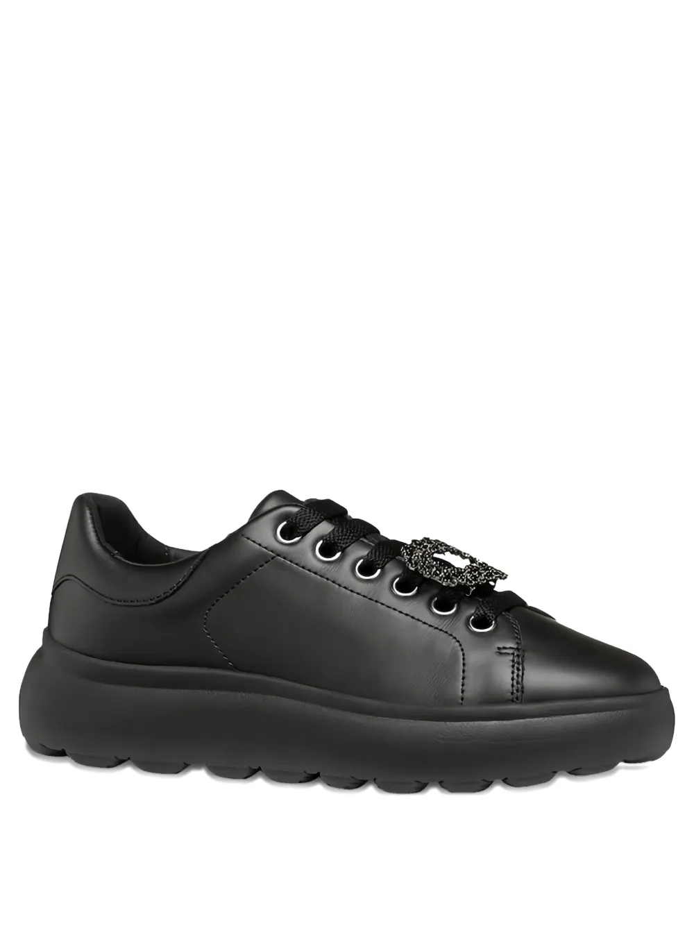 Geox Embellished Platform Sneakers In Black