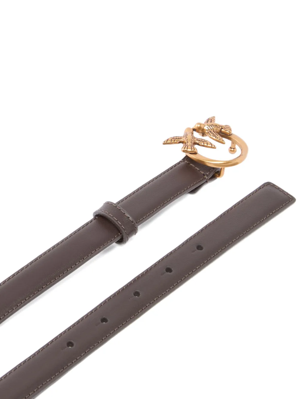Pinko Bird-buckle Leather Belt In Brown