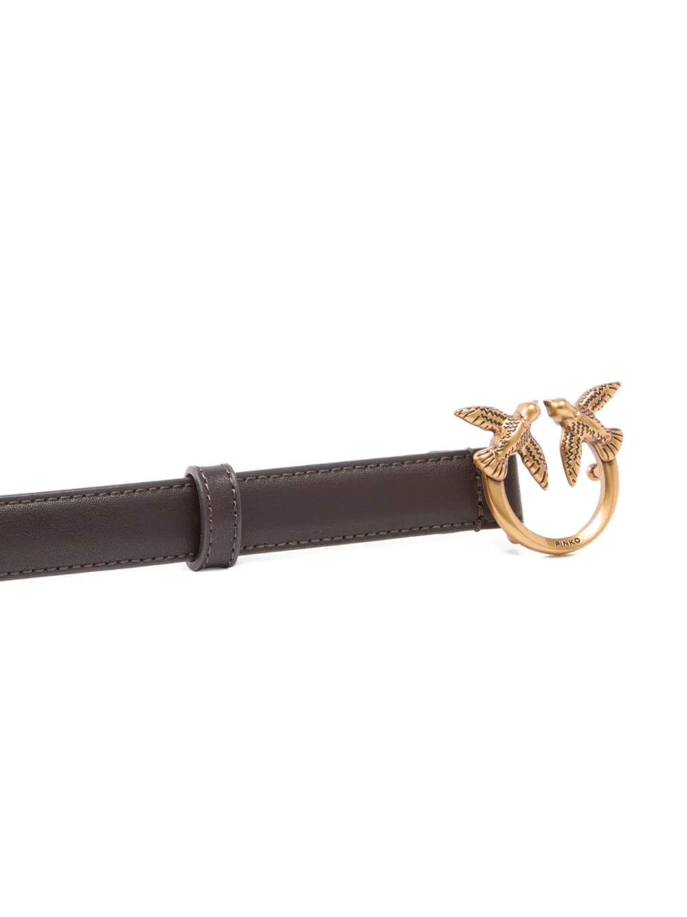 Pinko Bird-buckle Leather Belt In Brown