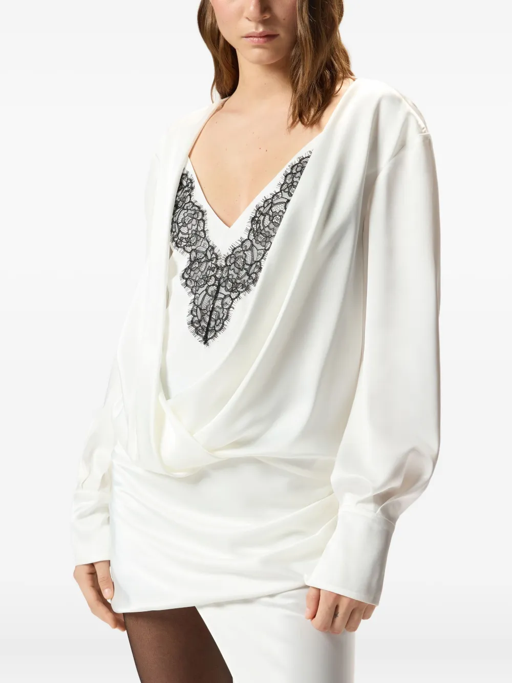 Pinko Lace-embellishment Mini Dress In White