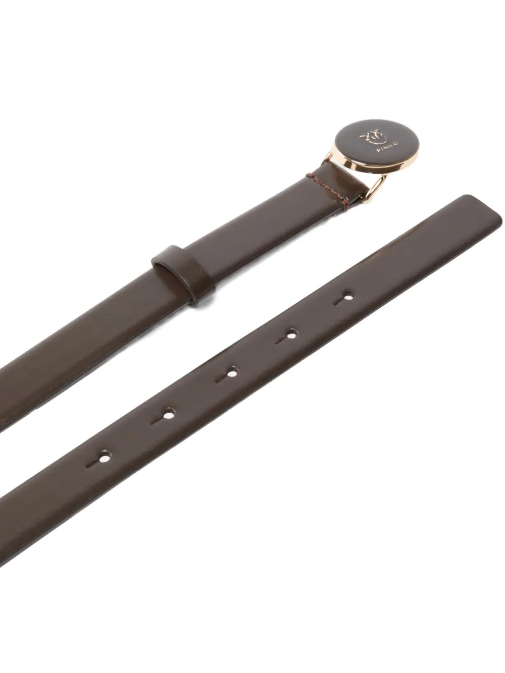 Pinko Logo-buckle Leather Belt In Brown