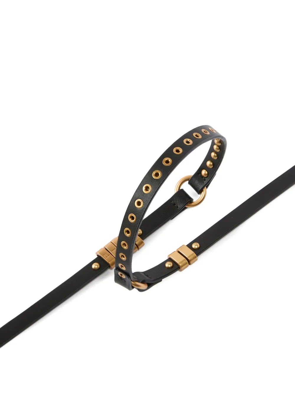 Pinko 1.2 Cm Leather Studded Belt In Black