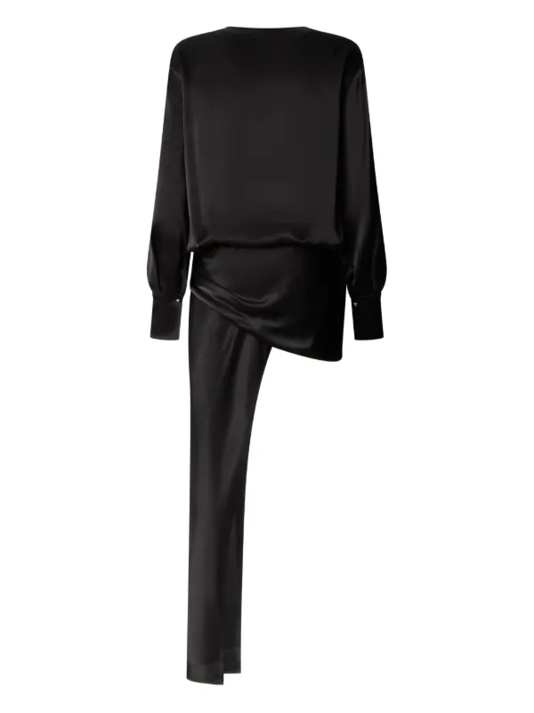 angela suiting mini dress - black Satin Drape Mini Dress – Dé Rococo main image 1