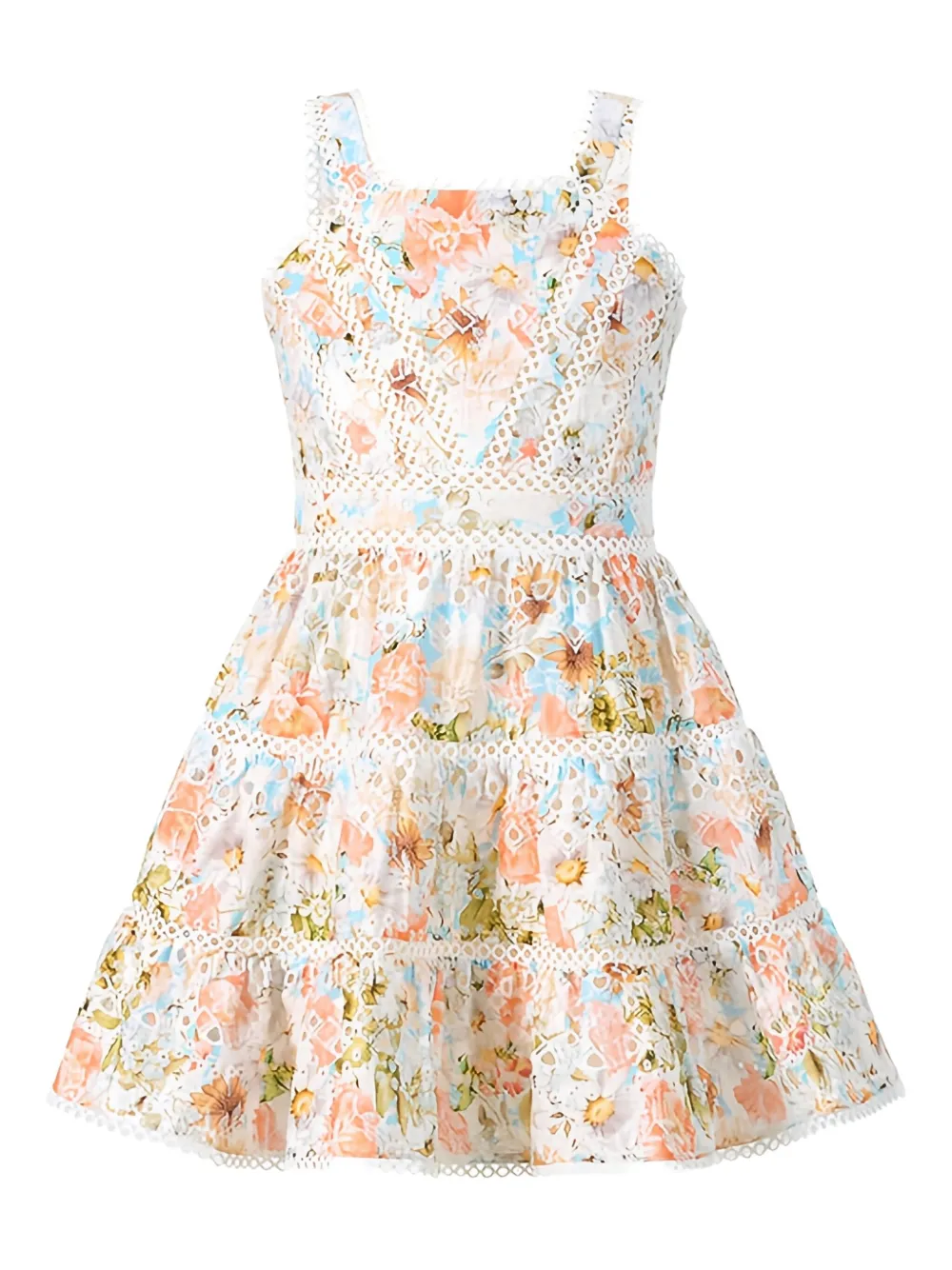 MARLO Daphne embroidered-tiered dress | Neutrals | Image 1