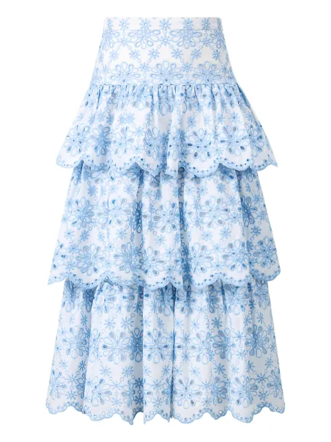 MARLO Nora embroidered tiered skirt