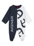 Aigner Kids colour-block logo-print babygrow - Blue