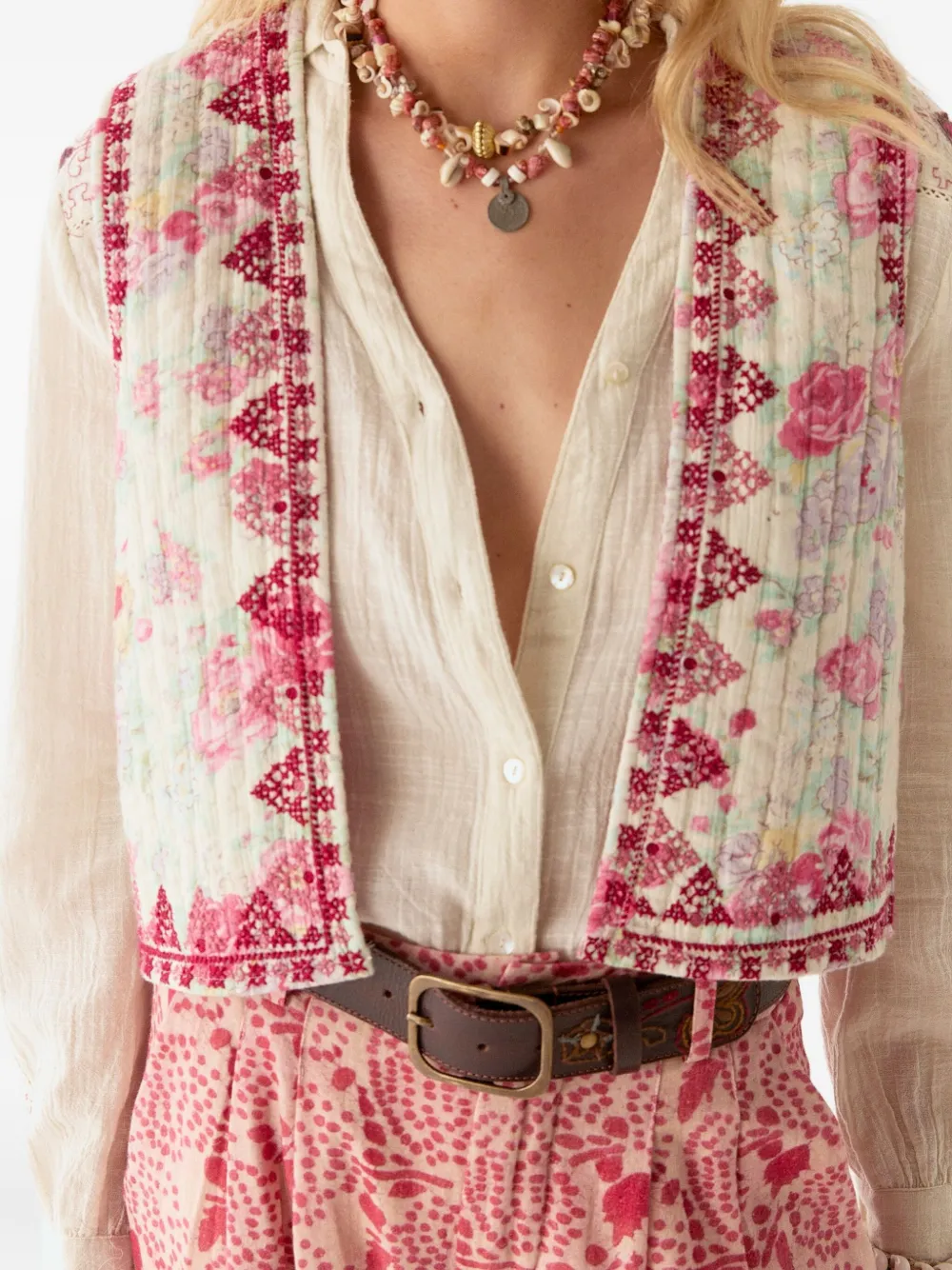MAISON HOTEL Ramona floral-embroidered quilted vest | Waistcoats & Gilets | Image 2