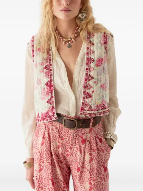 MAISON HOTEL Ramona floral-embroidered quilted vest