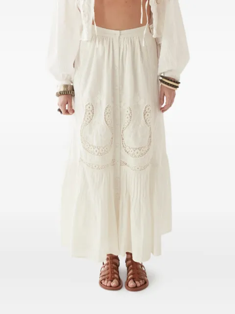 MAISON HOTEL embroidered tiered midi skirt
