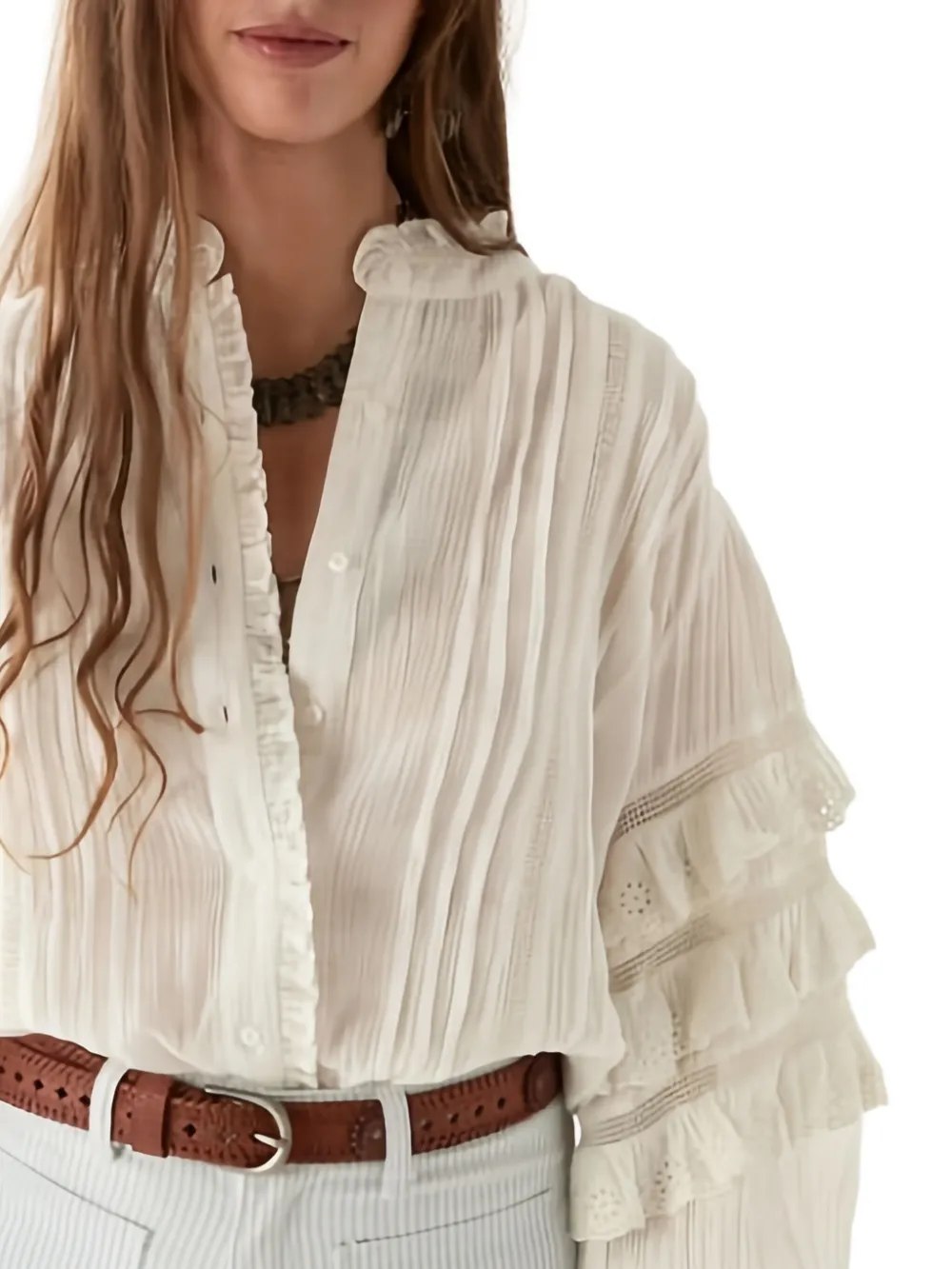 MAISON HOTEL Shirt met ruches - Beige