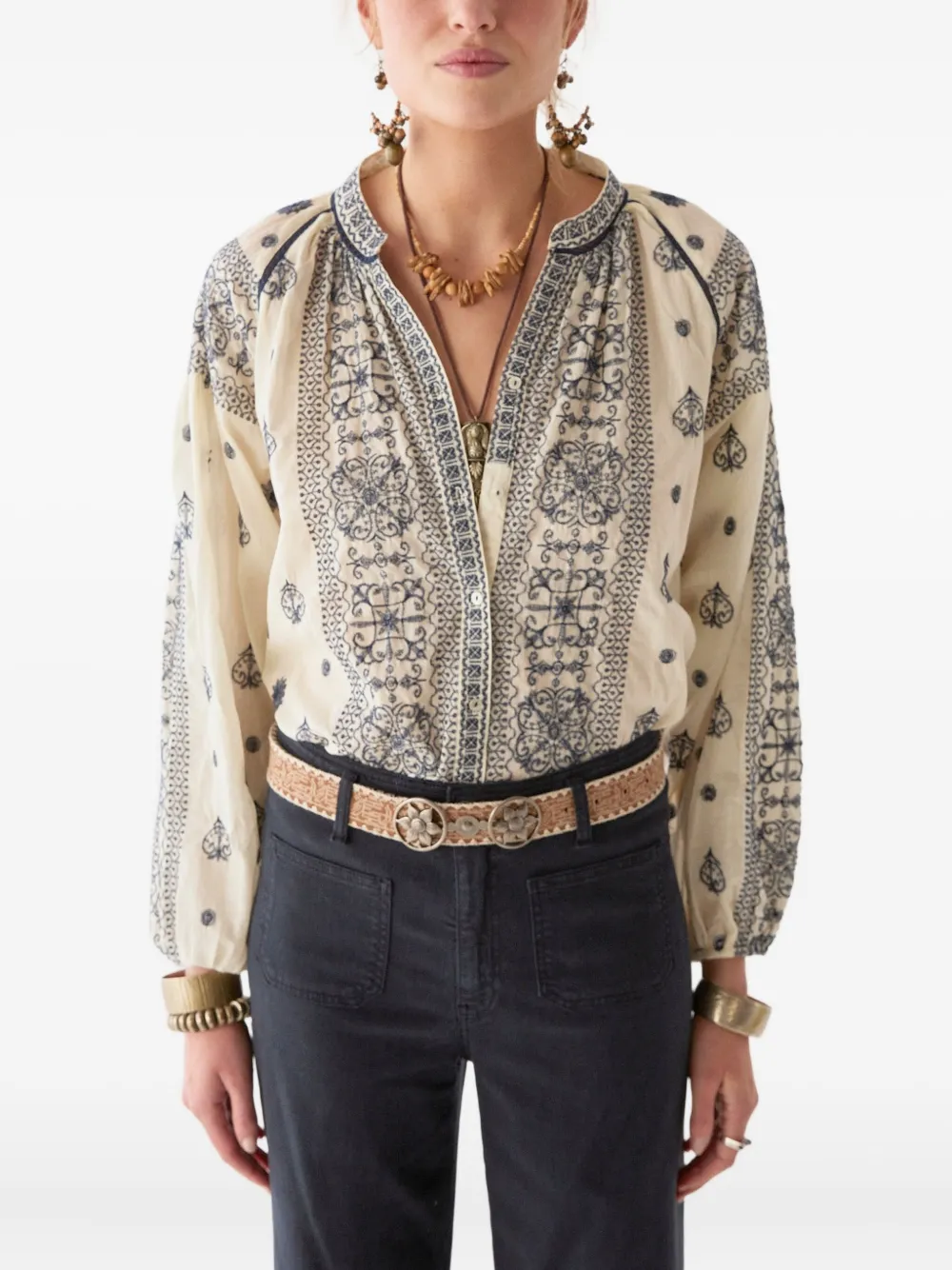 MAISON HOTEL Stephanie embroidered long-sleeve shirt - ニュートラル MAISON HOTEL Stephanie embroidered long-sleeve shirt - ニュートラル
