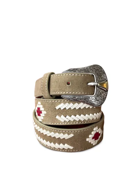 MAISON HOTEL embroidered-leather suede belt