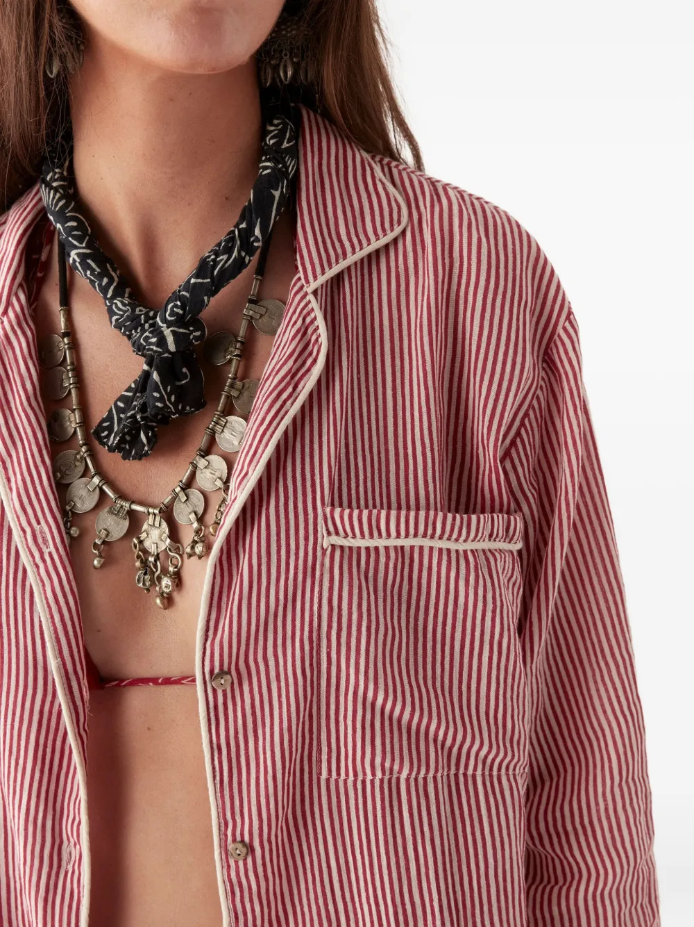 MAISON HOTEL Dodo gestreept katoenen blouse Rood