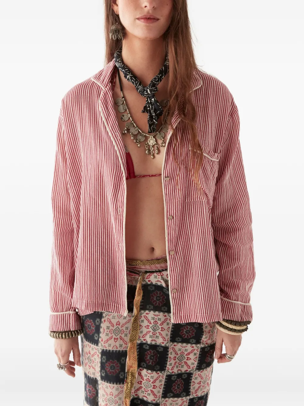MAISON HOTEL Dodo striped cotton shirt Rood