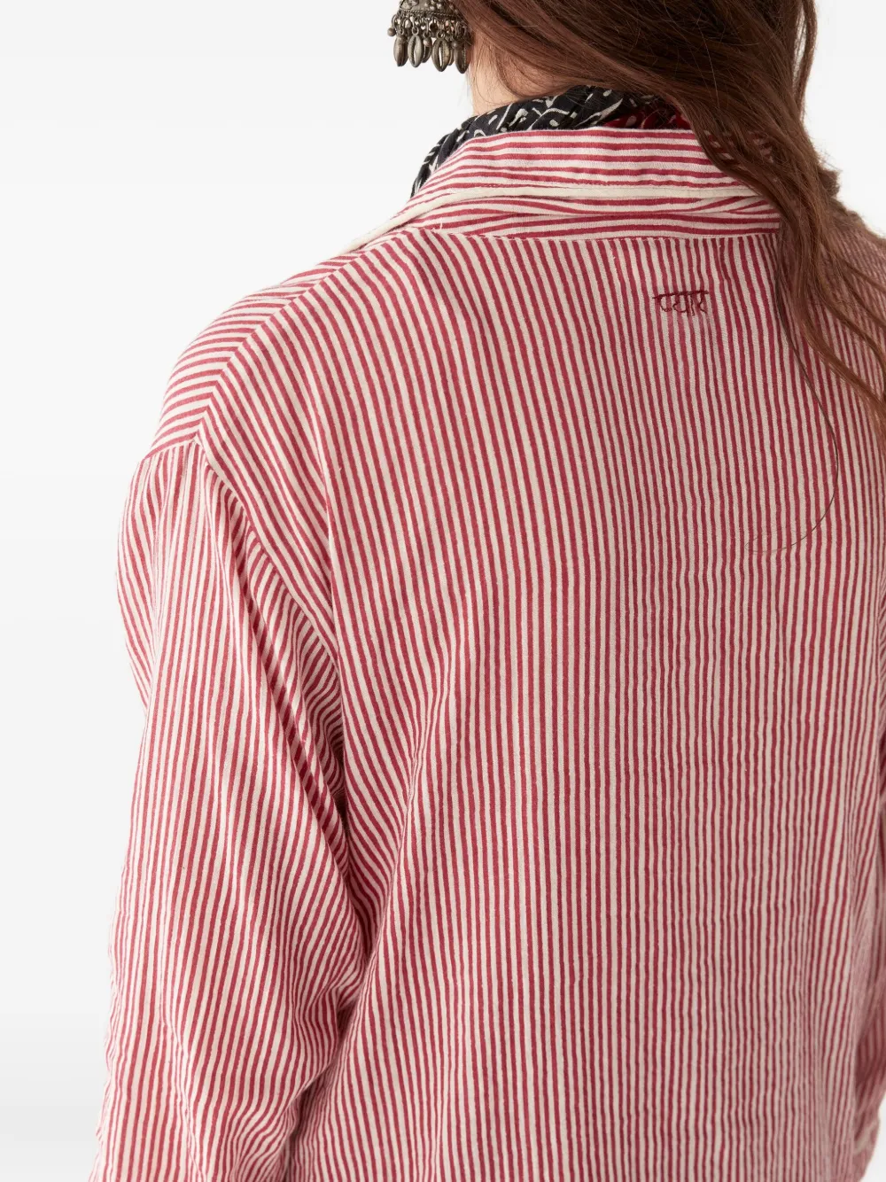 MAISON HOTEL Dodo gestreept katoenen blouse Rood