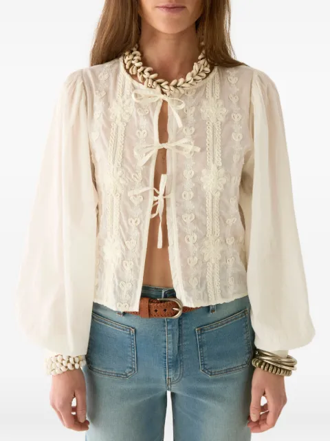 MAISON HOTEL embroidered balloon-sleeve blouse
