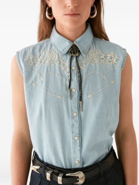 MAISON HOTEL embroidered sleeveless shirt