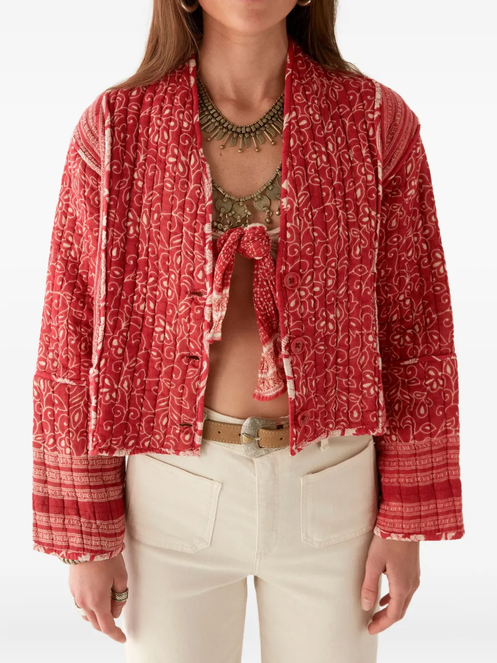 MAISON HOTEL Candela quilted floral-print jacket | Red | Image 1