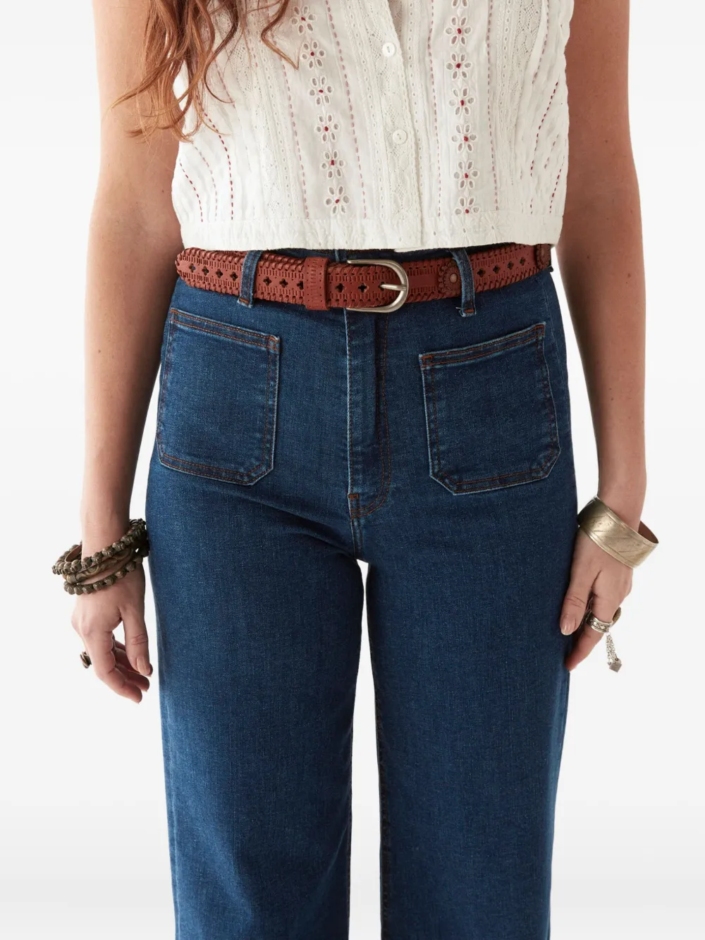 MAISON HOTEL patch-pocket flared trousers Blauw