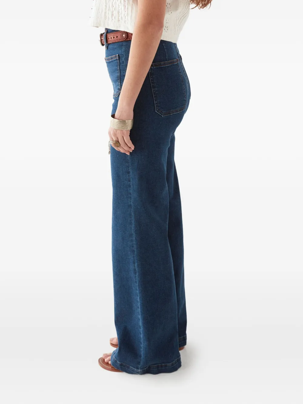 MAISON HOTEL patch-pocket flared trousers Blauw