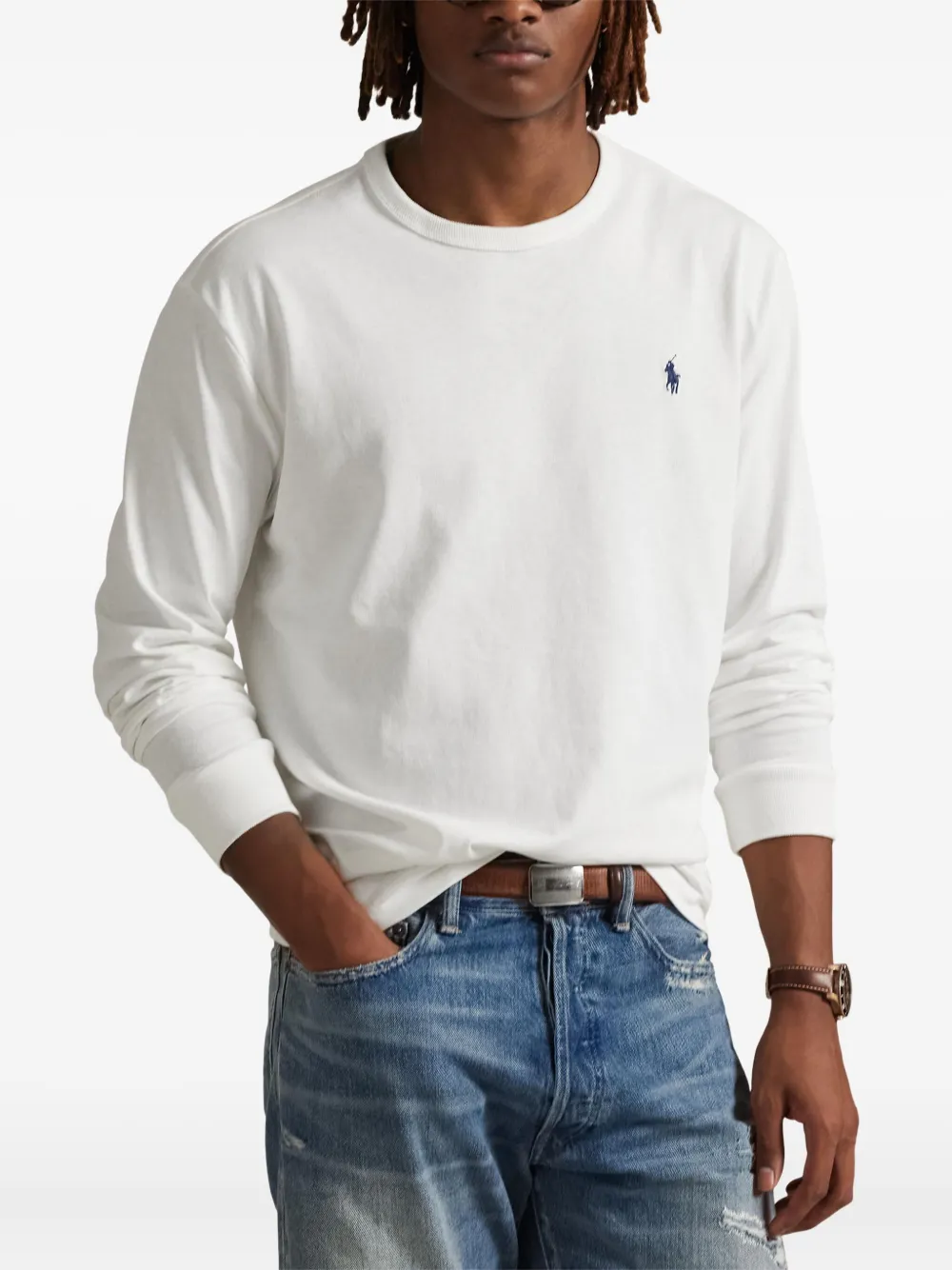 Polo Ralph Lauren T-shirt met ronde hals en lange mouwen Wit