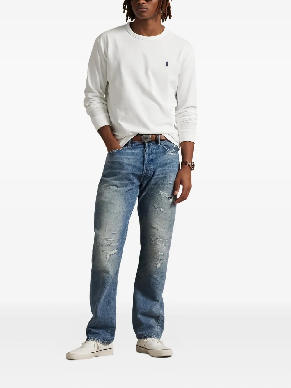 Polo Ralph Lauren T-shirt met ronde hals en lange mouwen Wit