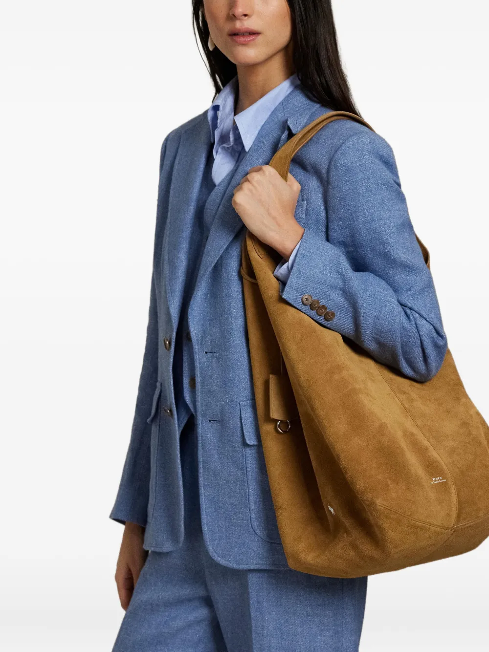 Polo Ralph Lauren Suède ruimvallende shopper Beige