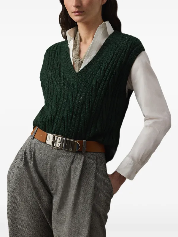 Ralph Lauren Collection Pull Sans Manches à Col v Vert FARFETCH FR