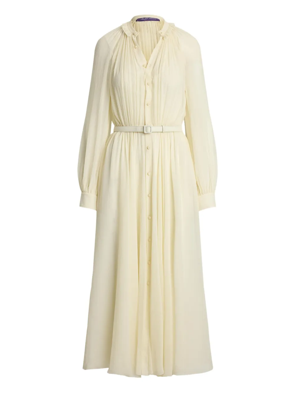 pleated button-up midi dress