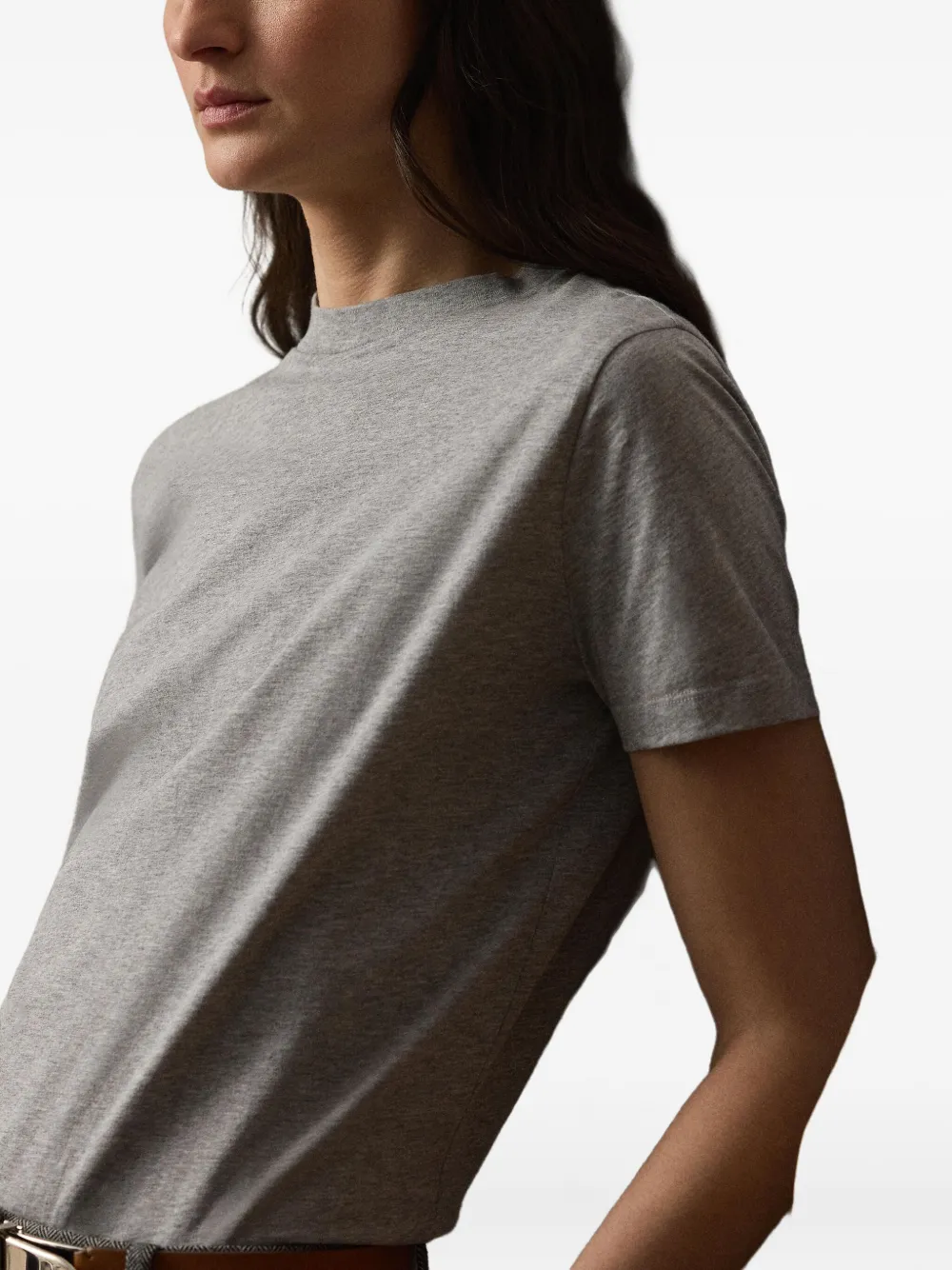 Ralph Lauren Collection T-shirt met hoge hals en korte mouwen Grijs