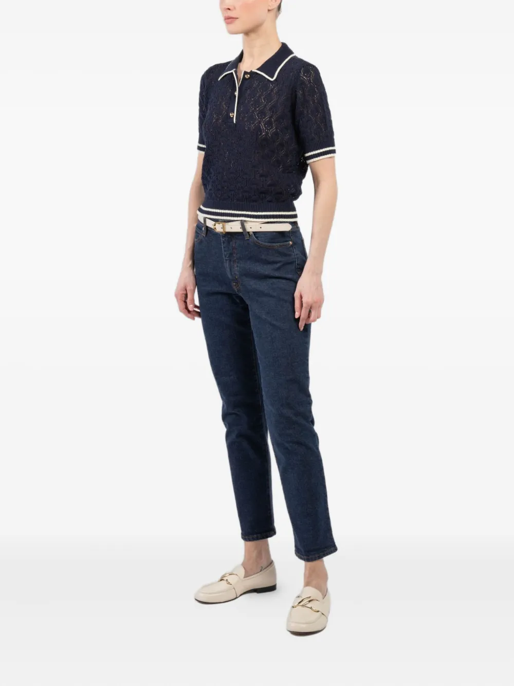 FRAME KNITTED POLO TOP