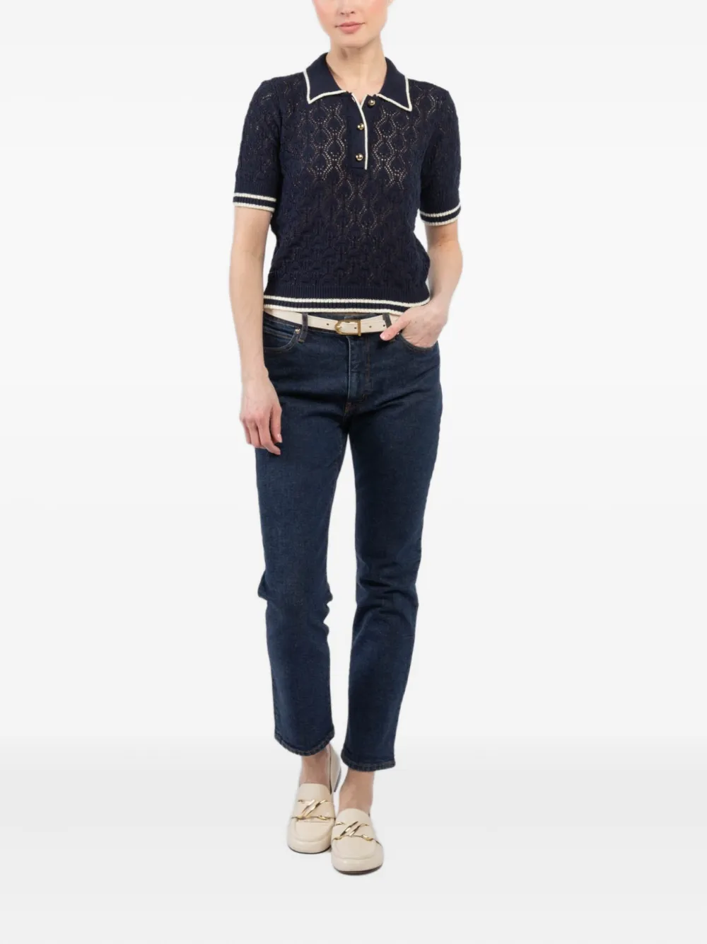 FRAME KNITTED POLO TOP