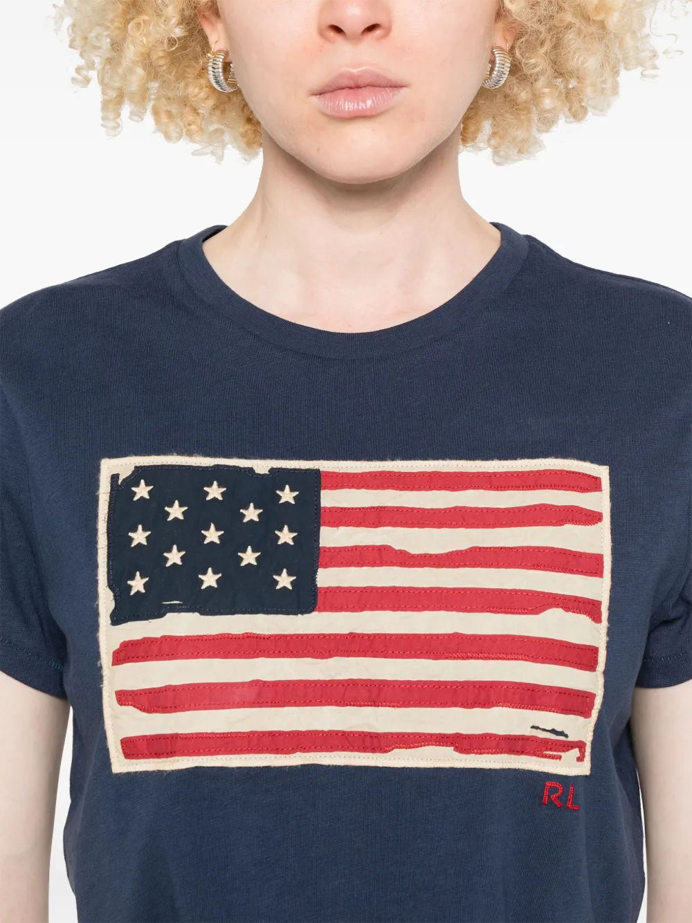 Polo Ralph Lauren T-shirt met vlagapplicatie Blauw